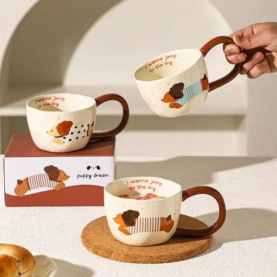 Cute Ceramic Mug Creative Household Water Cup High Appearance Level Office Milk Breakfast Mug Cartoon Coffee Cup Anti-hot Handle