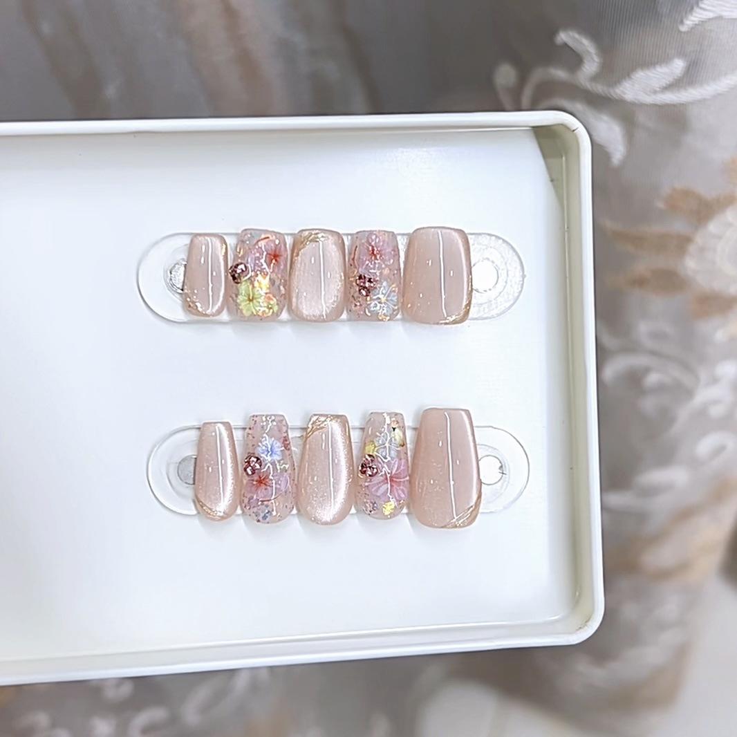 

Ручная работа Броня Весна и Лето Новый Стиль Сад Пайетки Лепесток Кошачий Глаз Стиль Темперамент Накладка для Ногтей Large L