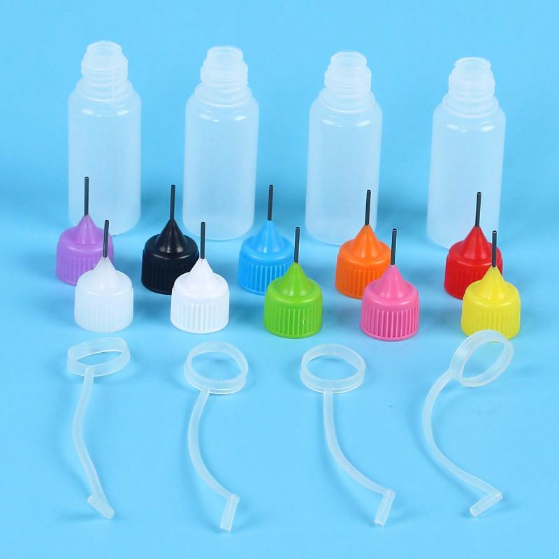 Precision Tip Applicator Bottle 10ml 4 Needle Tip Squeeze Bottles and 10 Tips for Acrylic Painting, DIY Quilling and Paper Craft