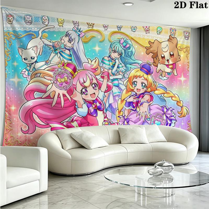 Hidden Key Precure Wall Tapestry Aesthetic Wall Hanging Printed Fabric Blanket Decorative Tapestries for Bedroom Living Room Home Decor