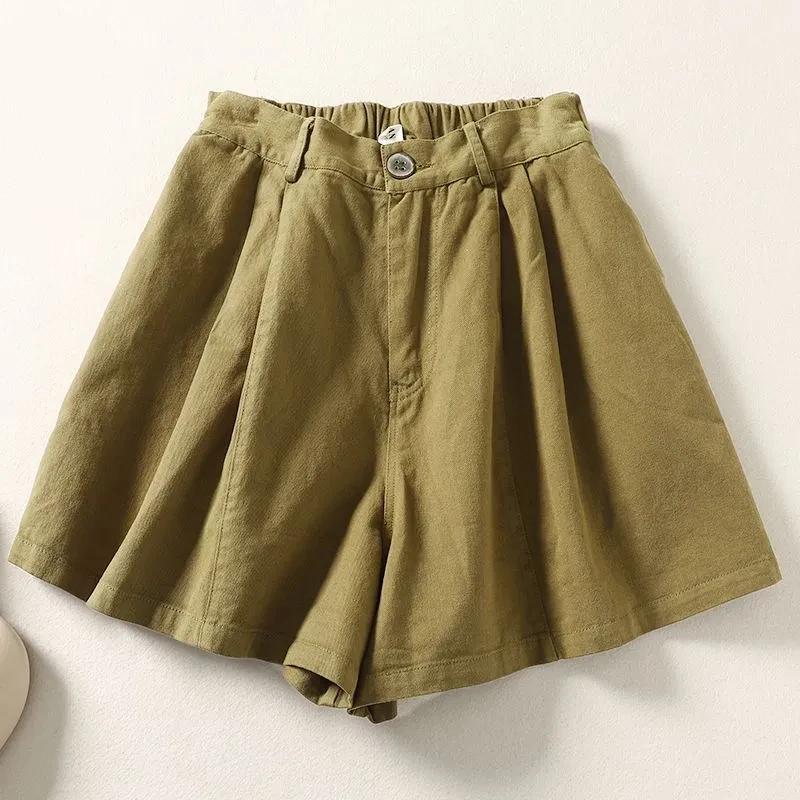

Shorts Pants Women Cotton Summer Versatile Vintage Loose Large Size Casual Wide Leg Pants Shorts XXL дубильна кора