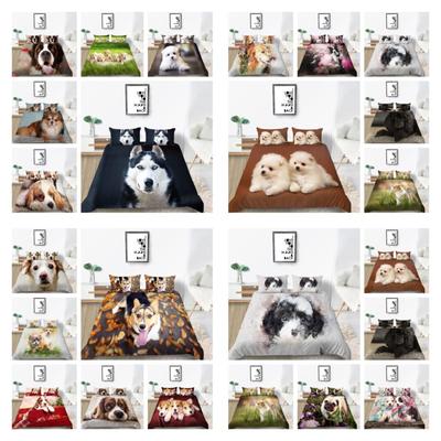3D Hunde Druck Bettbezug-set Tiere Bettwäsche Abdeckung Set Kinder Cartoon King Size Bett Anzug Luxus Quilt Abdeckung Set