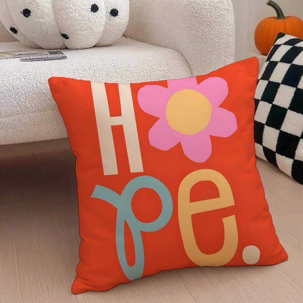 Uplifting Enduring Hope And Love Cushion Cover Throw Pillow Cover Hidden Button Durable Polyester Chair Cushion