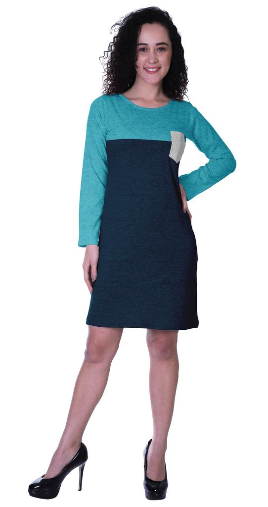 Moomaya Womens T-shirt Dress Full Sleeve Sequin Patch Pocket Summer Dresses