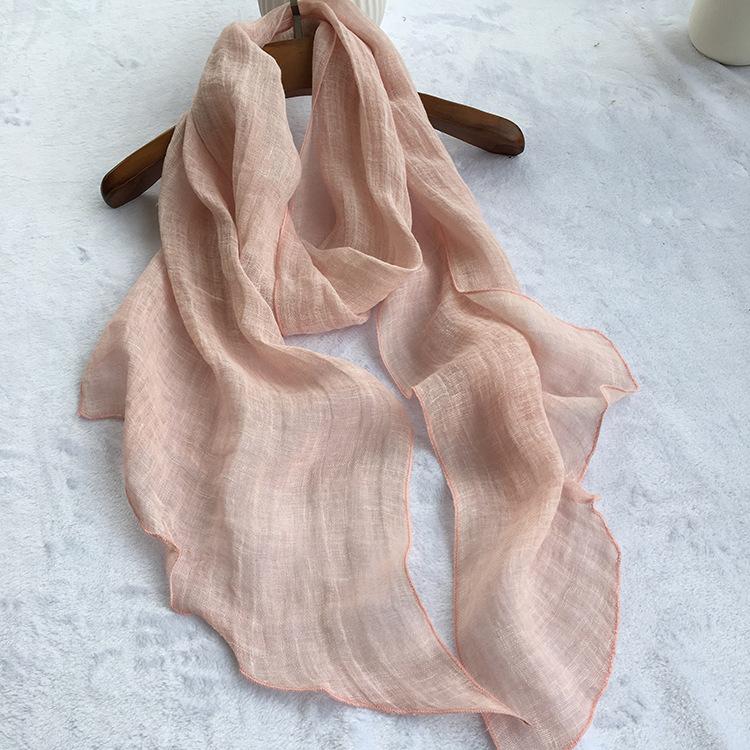 Solid Color Extended Diamond Scarves Japanese Literary Sunscreen Scarf Irregular Linen Shawls for Women 34*220cm