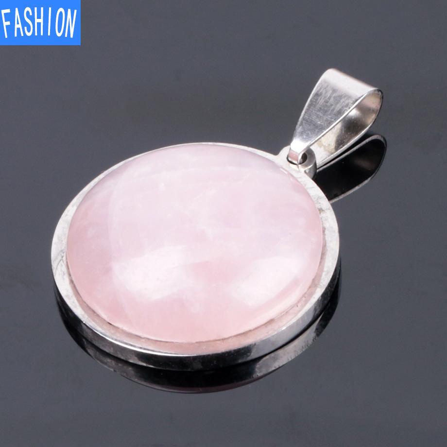 Collar De Cristal Natural De Moda con Personalidad Europea Y Americana De Acero Inoxidable De Piedra Plana Simple para Mujer