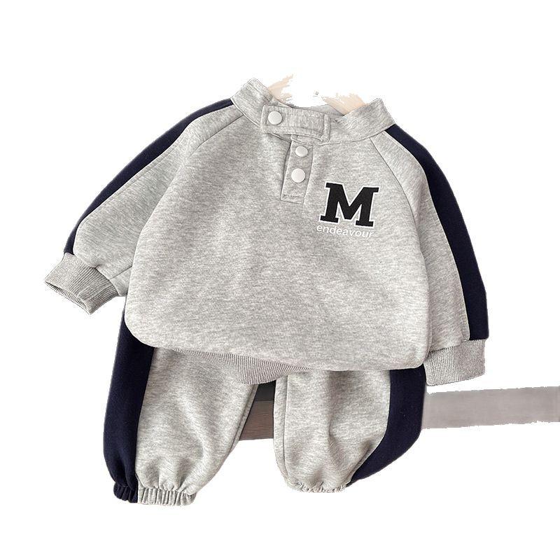 2025 Boys' Spring & Autumn Long-Sleeve Sweatshirt Outfit - Toddler Two-Piece Set