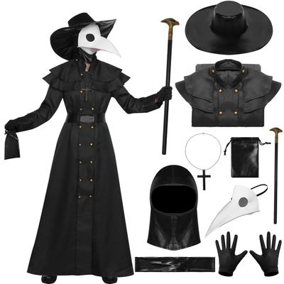 Pelerină Cosplay Joyasslly de Halloween cu Cioc de Ciumă, Robă și Pălărie de Medic Medieval pentru Școală, Evenimente Culturale și Măscă, Costum pentru Bărbați, Set, Petreceri,