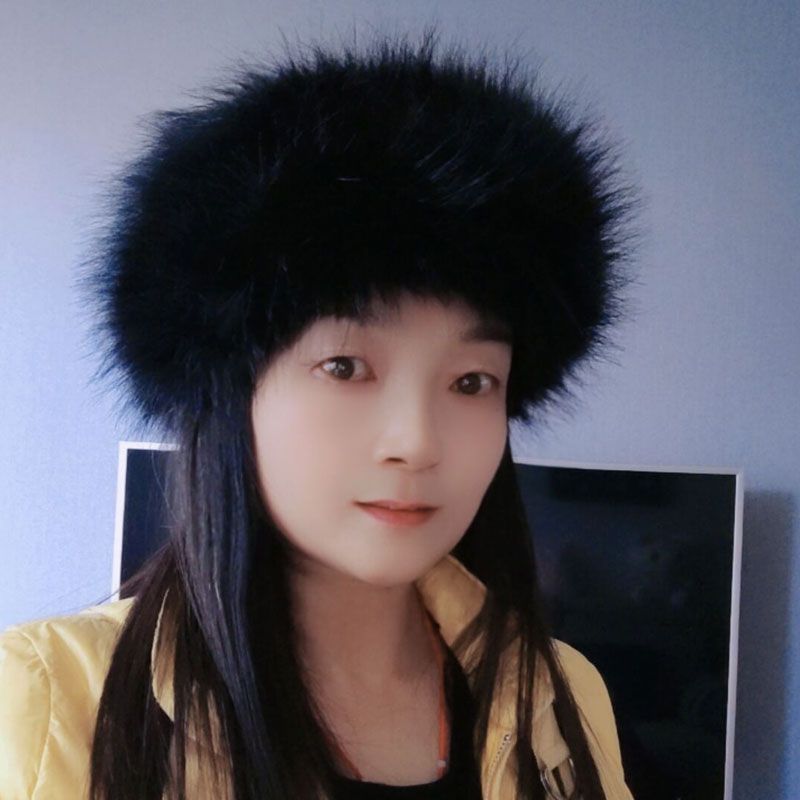 Neuer Hut für großen Kopfumfang, Hochimitat-Fuchsfell, Leerer Schirmmütze, Warm für Herbst und Winter, Pelzmütze, Ring ohne Oberteil, Trendiges Mädchen