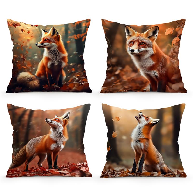 Fox Cushions Pillowcase Printed 100% Polyester 45X45Cm Throw Pillow Covers Decorative Sofa Cushion Pillowslip Home Decor