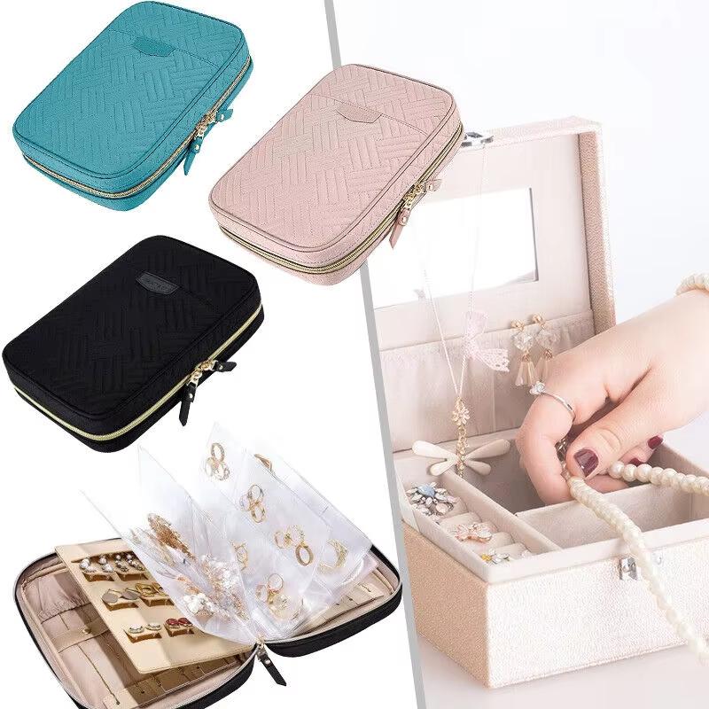 BAGSMART Jewelry Travel Organizer Case for Home Jewelry Organizer Storage Ring Binder Clear Bags Zipper Rolls Pouch for Necklaces
