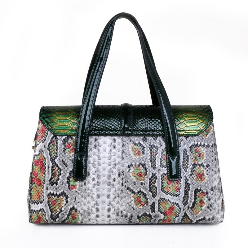 Autumn And Winter Snake Pattern Handbag First Layer Cowhide Bag Shoulder Bag Oblique Span Small Square Bag Underarm Bag