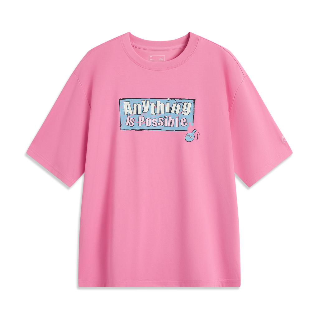Li-Ning Casual Minimalist Solid Color Round Neck Pullover Ice Silk Quick Dry Cool Short Sleeve T-Shirt Men Tops Energy-Pink ATSV507-7