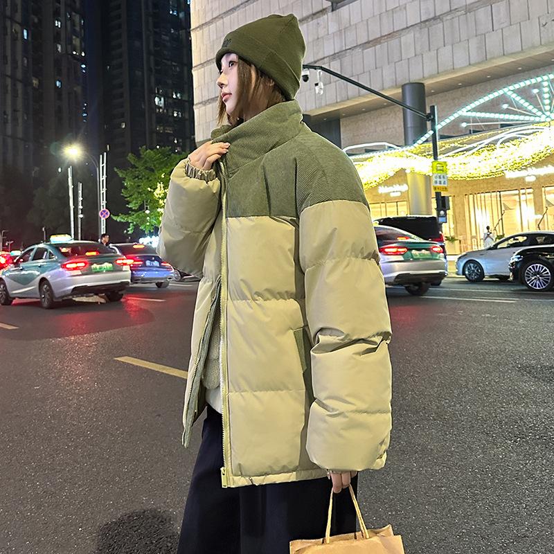 Мужская зимняя свободная повседневная хлопковая куртка с воротником-стойкой для пар — фото 4