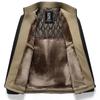 Winter-Graphit-Samt-Stehkragenjacke für Herren - Business-Casual-Stil für mittleres und älteres Alter