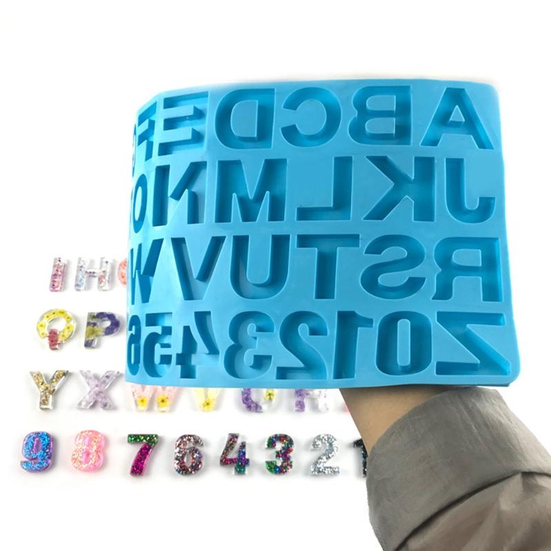 Handmade Necklace Earrings UV Resin Mold English Letters Numbers Pendants Silicone Molds Alphabet Keychain Casting Mold
