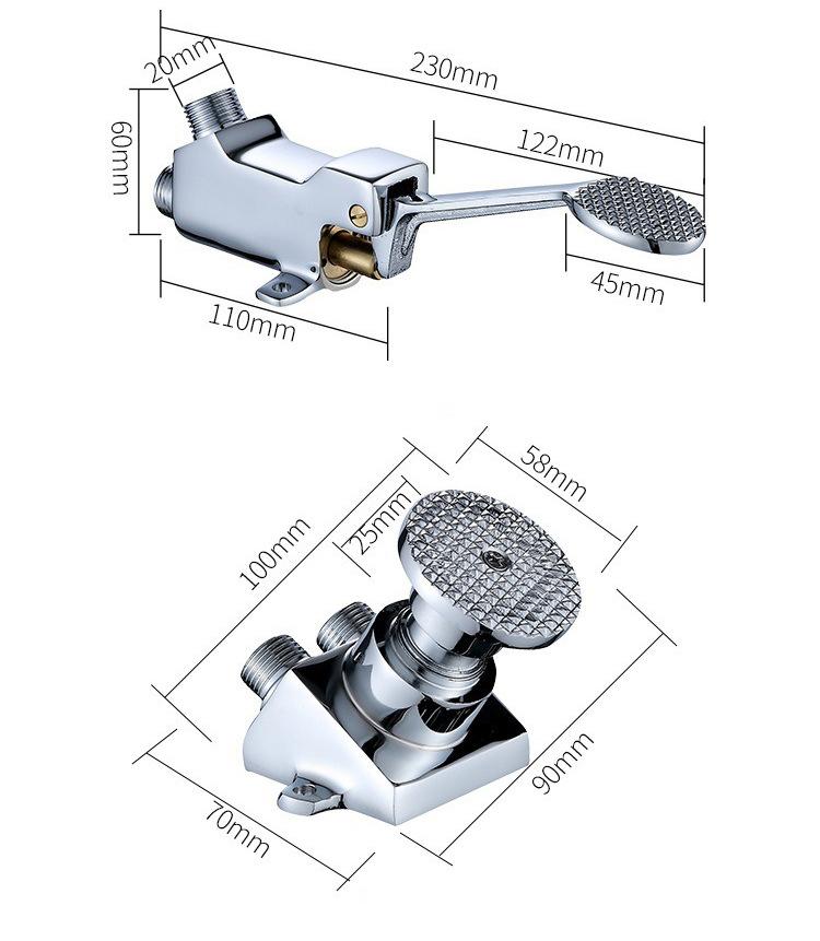 Fußbedienbarer Wasserhahn Messing Krankenhaus Labor Lebensmittel Fabrik Becken Fußventil Einzeln Kalt Fußhahn Küche Wasserhahn