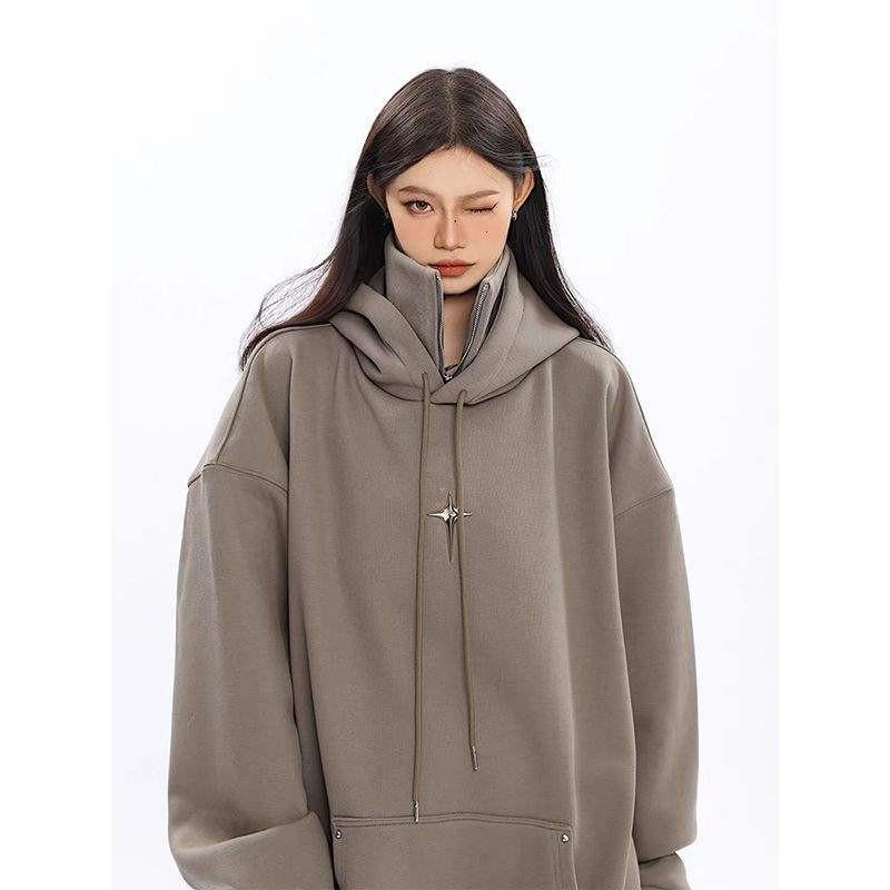 Womens Oversized Hooded Sweatshirt With Metallic