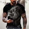 Summer Animal Lion 3D Printed Men's T-shirt Casual Short Sleeved T-shirt