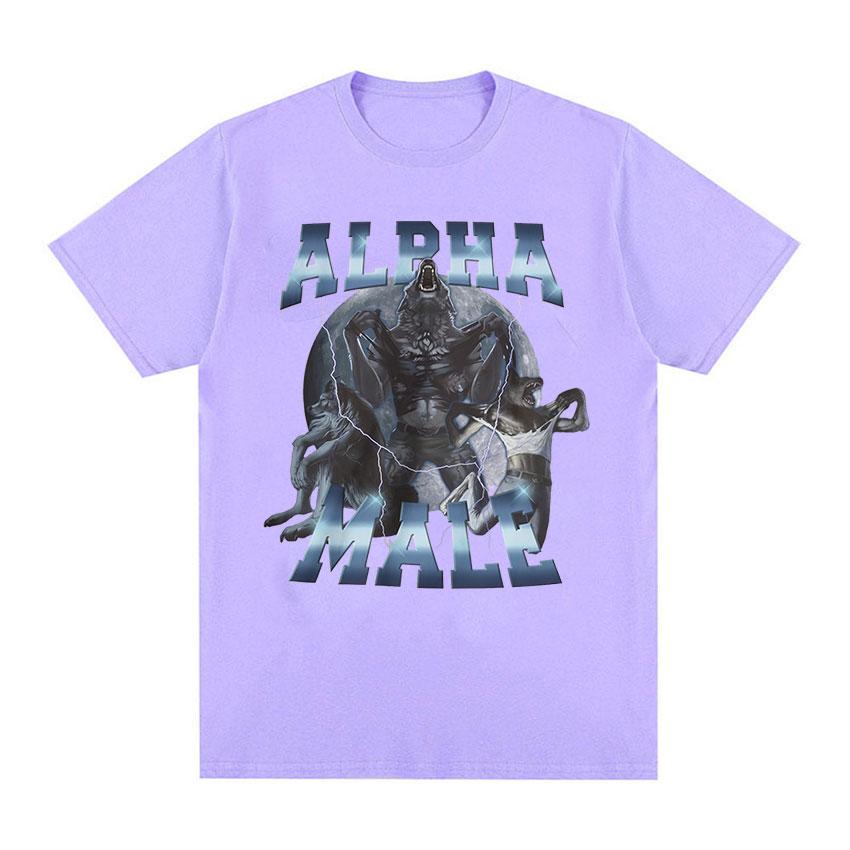 Limited Alpha Male Vintage Wolf Graphic T Shirts Men's Fashion Gothic Clothing T-shirt Funny Unisex 100% Cotton Oversized Tshirt