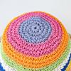 Rainbow Striped Crochet  Bucket Hat  Breathable Straw Beach Hat Handmade  Sun Hat   Women