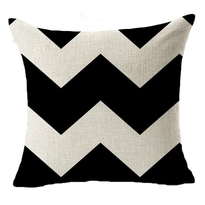 New Simple Pillowcase Black and White Geometric Wavy Linen Hug Mat Cover