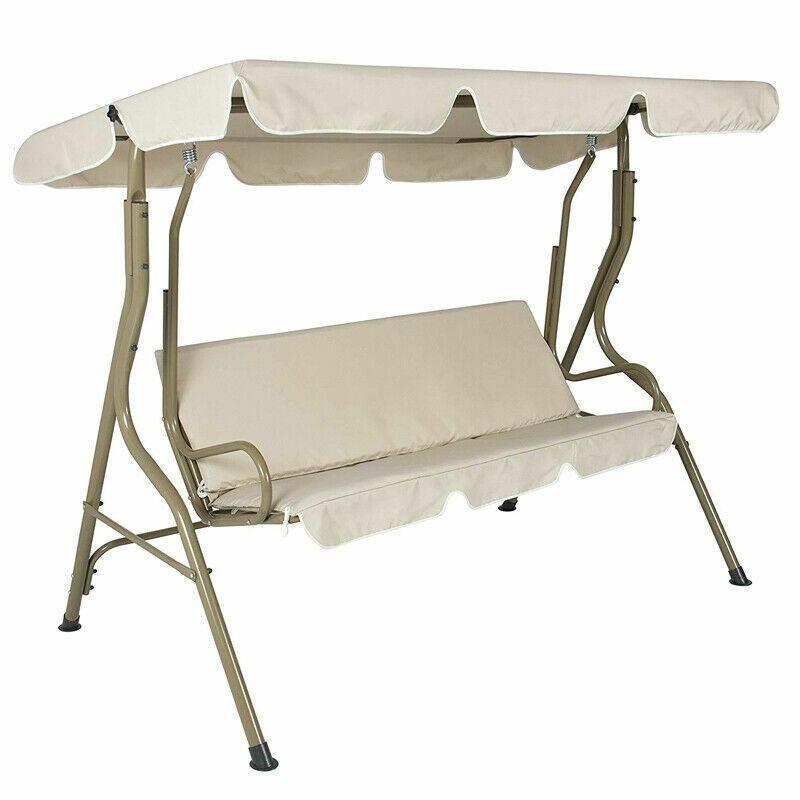 2025 New Replacement Swing Seat Canopy Cover Set Garden Chair Hammock Cushion 3 Seater Canopy Chair Cover (Frame Not Included)