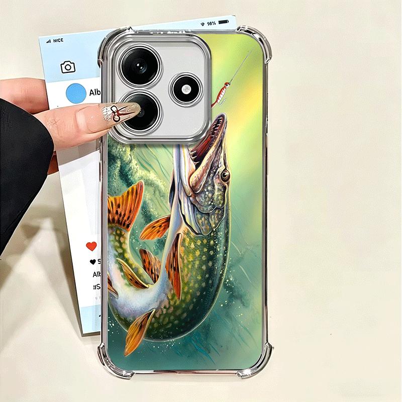 Carp Fish Fishing Rod Plating Phone Case For Xiaomi Poco X5 X6 X7 X8 Pro Max F8 Ultra F7 M8 M7 M5S Redmi 15C 15 14C 13C 13 X3 12