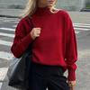 Autumn and Winter Loose Semi-turtleneck Simple Casual Solid Color Pullover Knitted Sweater Versatile Sweater