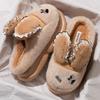 Cotton slippers 2025 new autumn and winter indoor home warmth non-slip thick bottom cotton mop cute rabbit ears