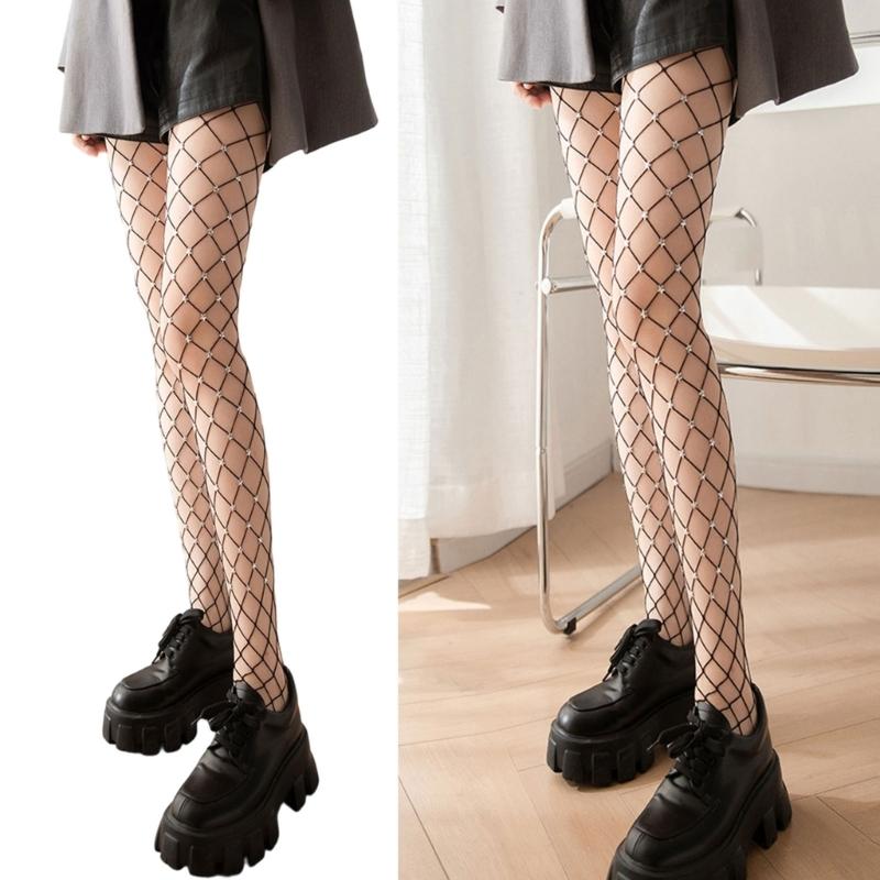 Sparkly Tights Fishnet Stockings for Women,Glitter Rhinestones Tights Mesh Fish Net Stocking Night Party Pantyhose