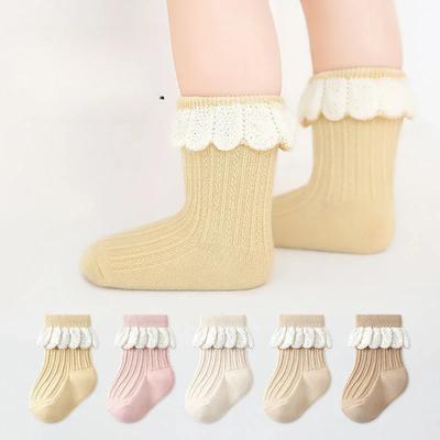 Calcetines de encaje de princesa para niños, calcetines de longitud media para recién nacidos, calcetines de algodón bonitos para niñas, accesorios de ropa para bebés de 0 a 5 años