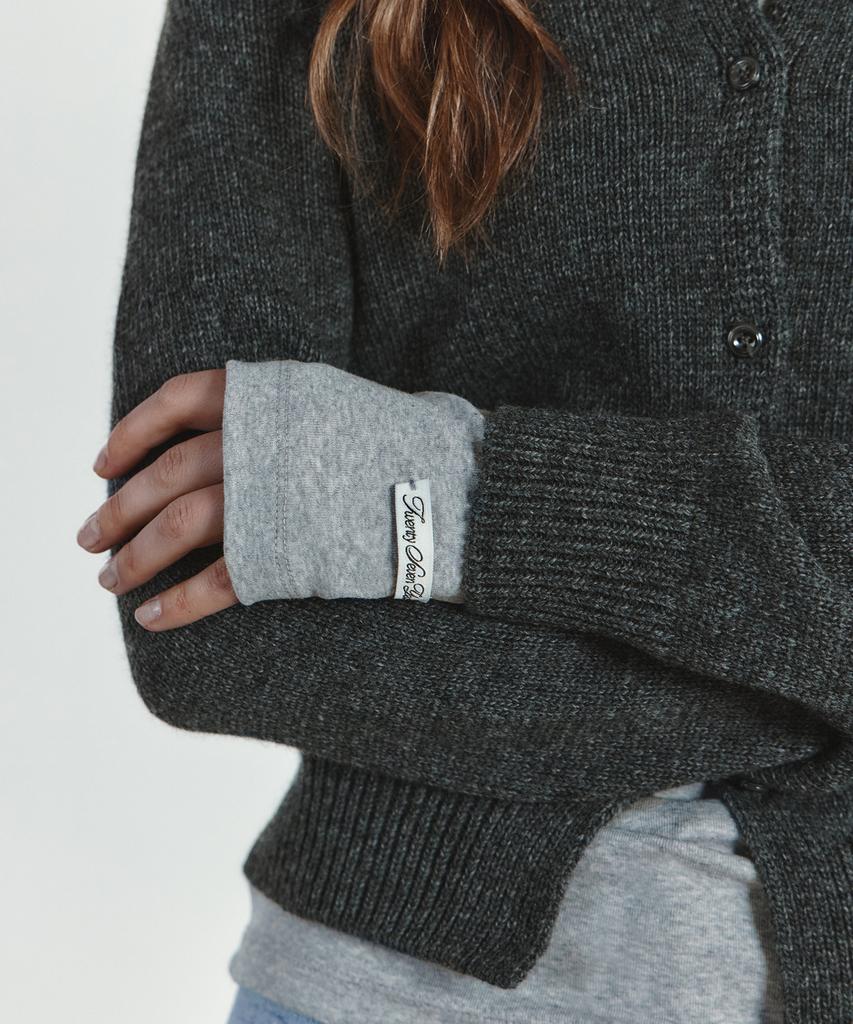 Isibchilwai Wool Round Neck Knit Cardigan (Charcoal)