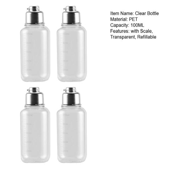1/2/4Pcs 100ML Clear Fishing Storage Bottle with Scale Transparent Refillable PET with Empty Sealed Vial Liquid Container Fishing Accessories