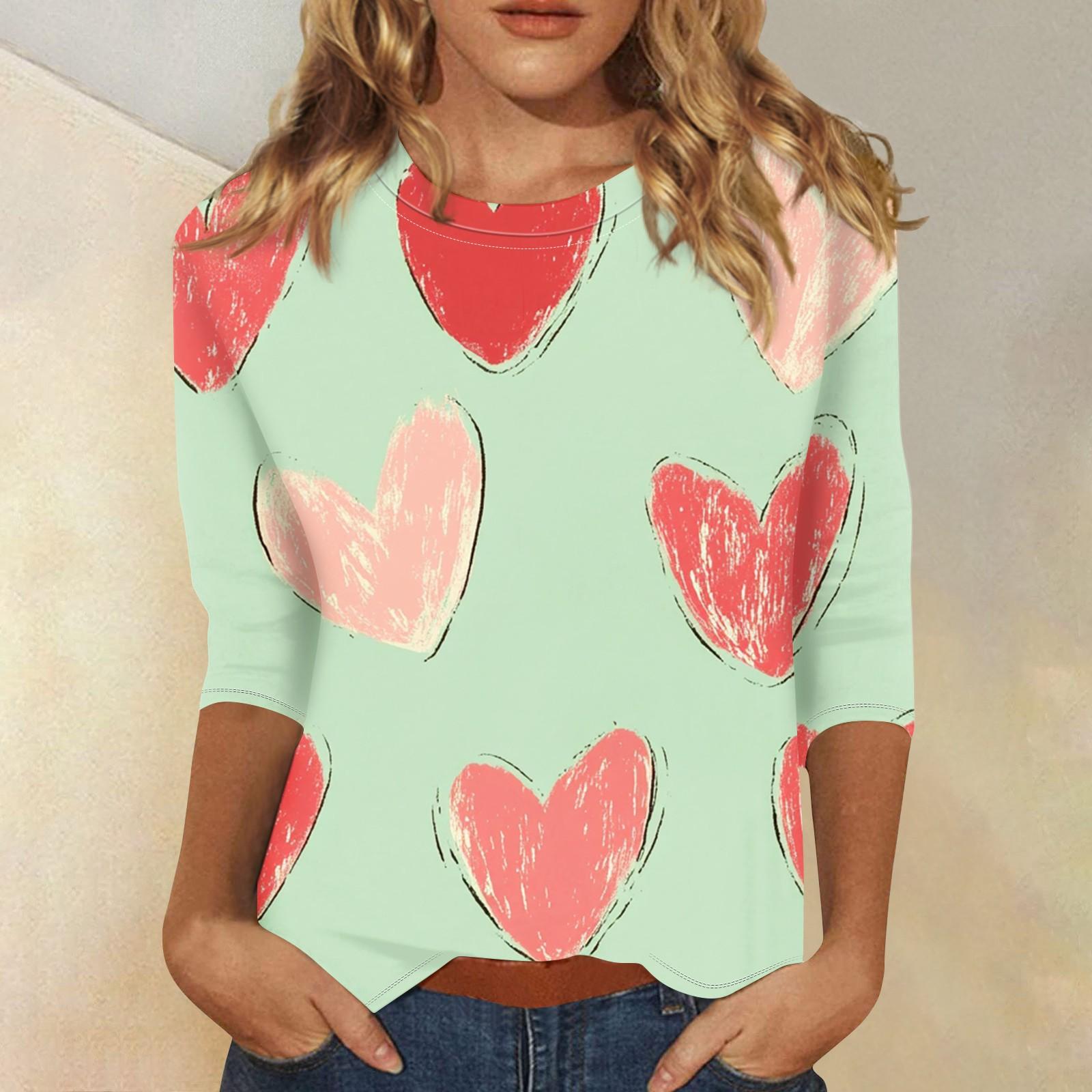 

Женская мода повседневная кофта с рукавом три четверти и принтом ко Дню святого Валентина с круглым вырезом на пуговицах L