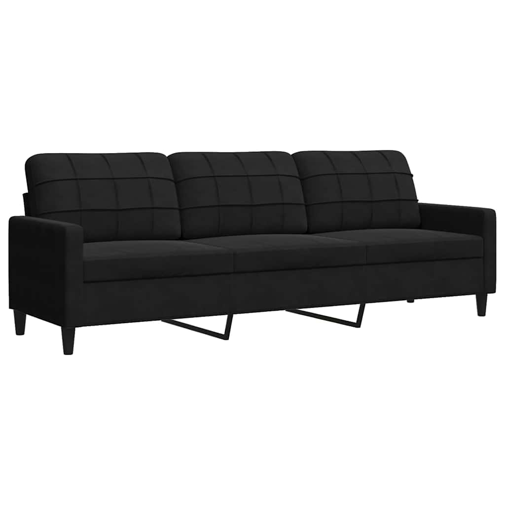 3 Piece Sofa Set with Cushions Black Velvet