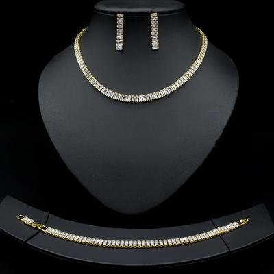 New Fashion Women's Light Luxury Design Zircon Necklace Earrings Set Wedding Accessories Festival Gifts