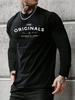 Men's Loose and Comfortable Casual Sports THE ORIGINALS Letter Printed Round Neck Long Sleeved T-shirt Top