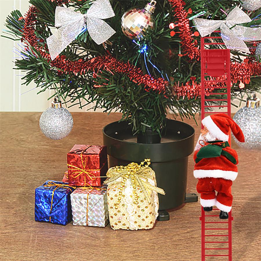 2021 NEW Electric Climbing Ladder Santa Claus Doll Party Musical Christmas Decor