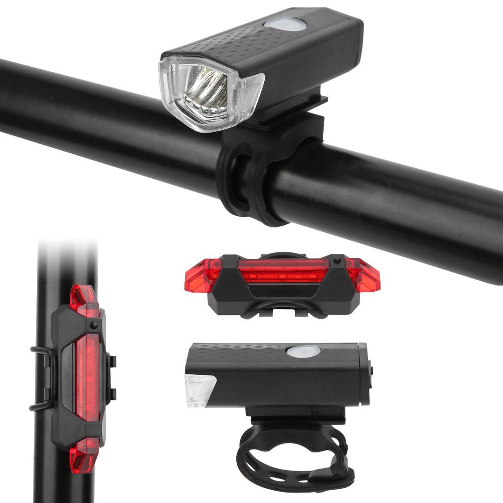 Bicycle Headlights Taillights Set USB Charging Warning Intelligent Sensing Light Cycling
