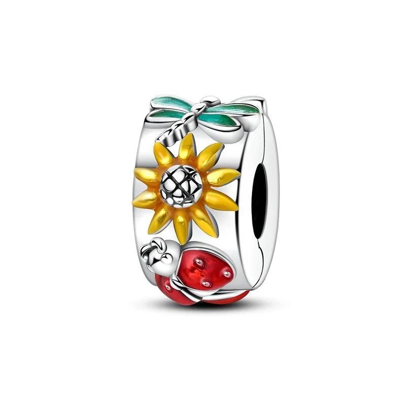 Copper Clip Colorful Moon Butterfly Star Flower Fashions Beads Clip Charm For Original Diy Bracelet Fine Jewellery