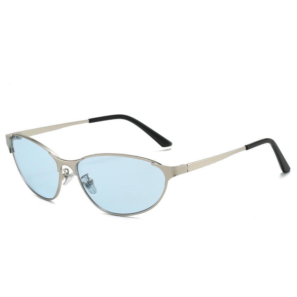 Y2K Metal Frame Cat Eye Sunglasses for Women Men Personalized Street Style Eyewear UV Protection Goggle Shades