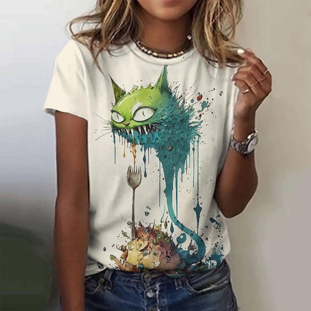 Anime Dog T-Shirt Women 3d Print Cute Animal Cartoon Retro O Neck Tops Tee Harajuku Casual Short Sleeve Women's T-Shirts