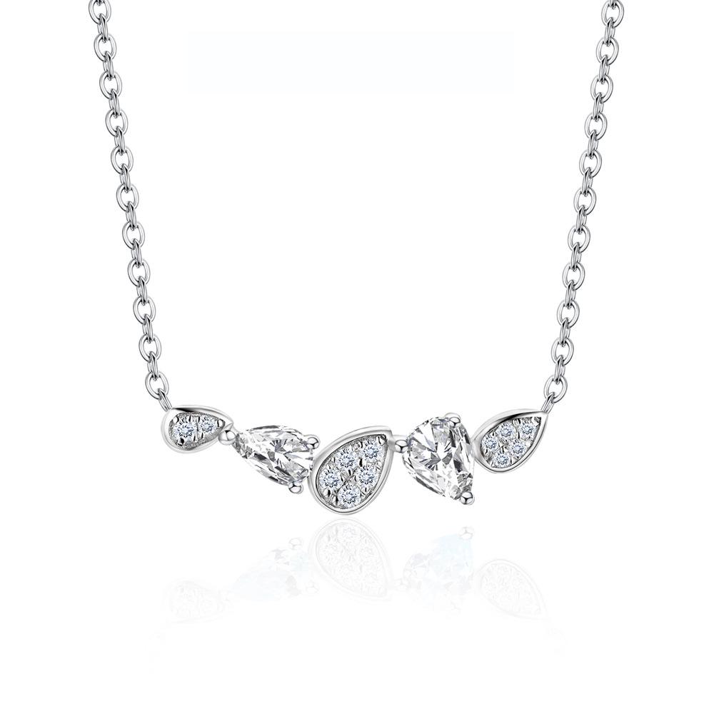Elegant Blue Zircon & Moissanite Leaf Pendant Necklace