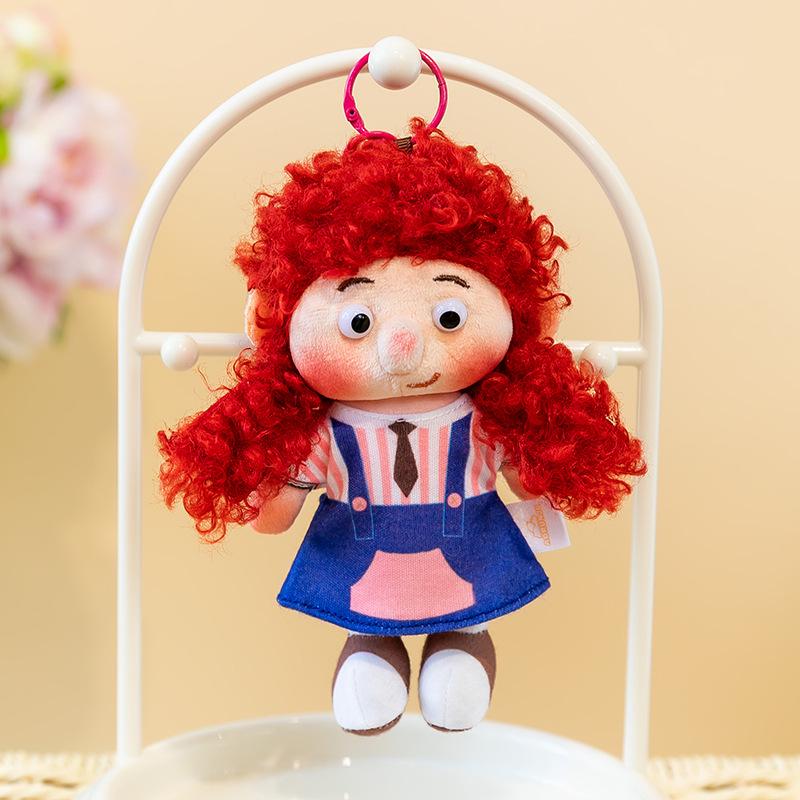 Curly Head Doll Plush Pendant - Cute Bag Charm Gift for Girls' Birthdays