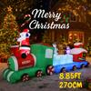 8.85FT Inflatable Christmas Toy Train Decoration Santa Claus Friends Xmas Yard Christmas LED Supplies Home Ornament Festive Gift