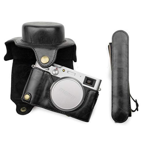 

kinokoo Чехол FUJIFILM X100V Чехол для камеры X100V, сменный, из искусственной кожи, легкий, с отверстием для штатива и плечевым ремнем (черный)