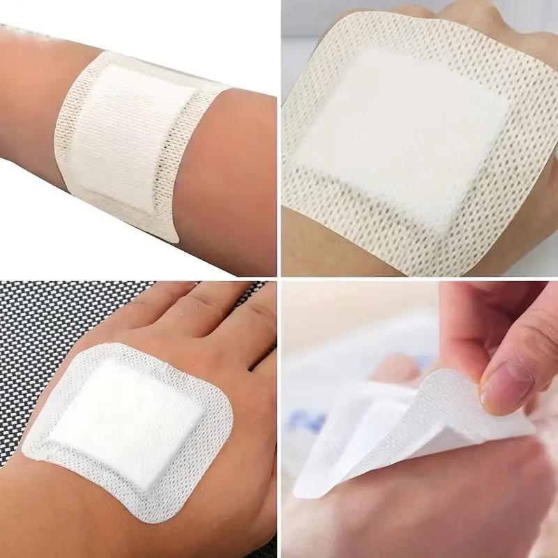 10Pcs Wound Dressings Breathable Edge Gauze Pads Soft Non-Woven Bandages Self-Adhesive Wound Dressings Outdoor Elastic Tape