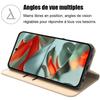 Coque Intégrale pour Google Pixel 9 Pro XL - Protection Effet Cuir Doré avec Support et Porte-Carte