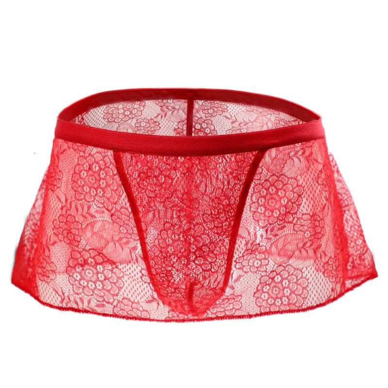 Mutandine Sissy da Uomo a Vita Bassa in Pizzo Trasparente Lingerie Gonna a Sbuffo Perizoma Crossdressing Transgender Ultra-Sottile Intimo Trasparente